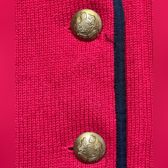 LAUREN RALPH LAUREN Red Knit Black Velvet Collar Double Breasted Jacket L - Picture 5 of 6